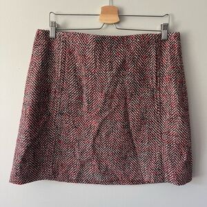 LOFT - Red black and white tweed mini skirt in size 12